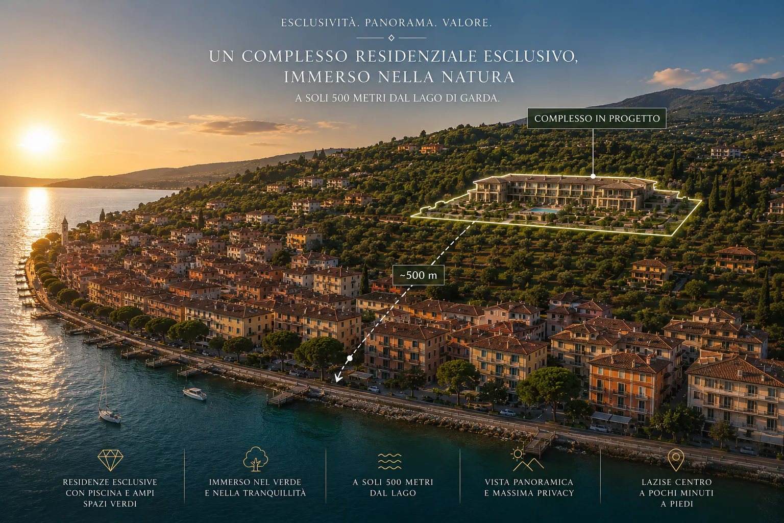Appartamento con piscina e vista lago a Lazise – foto principale